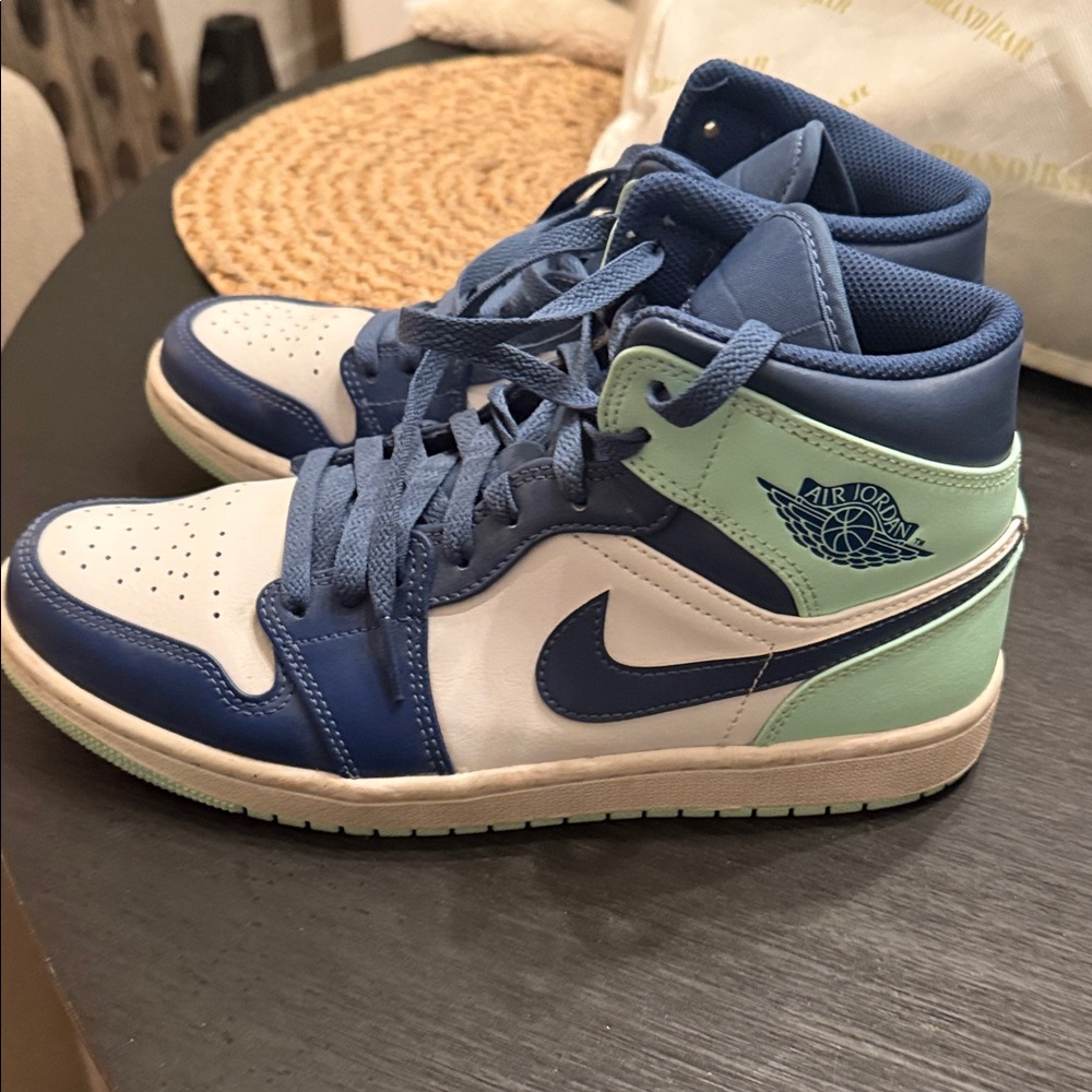 Nike Air Jordan Blue and Mint Athletic Shoes